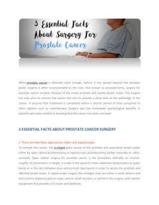 3 ESSENTIAL FACTS ABOUT PROSTATE CANCER SURGERY