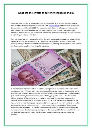 What are the effects of currency change in India
