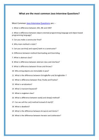 What are the most common Java Interview Questions