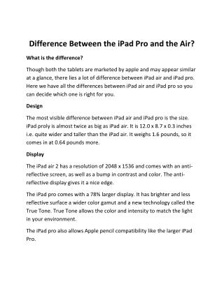 Difference Between the iPad Pro and the Air