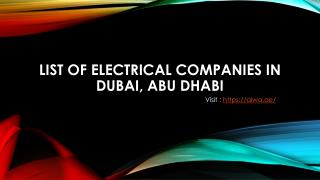 Find list of Electrical Companies In Dubai, Abu Dhabi