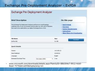 Exchange Pre-Deployment Analyzer - ExPDA