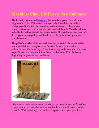 Maxidus- Clinically Proven Sex Enhancer