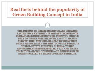 Real facts behind the popularity of green building concept in India