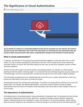 The Significance of Cloud Authentication
