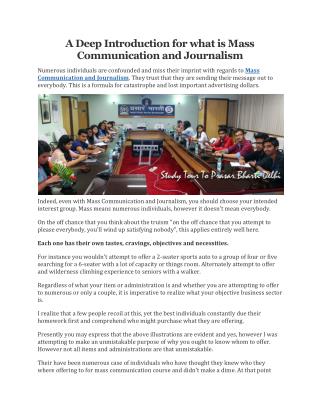 A Deep Introduction for what is Mass Communication and Journalism