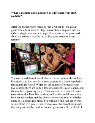 What is roulette game and how it’s different from RNG roulette?