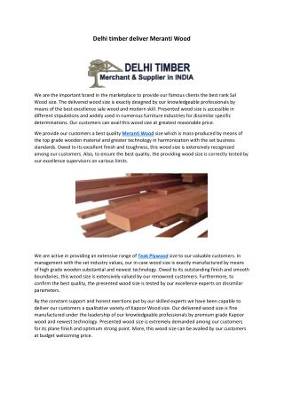 Delhi timber deliver Meranti Wood