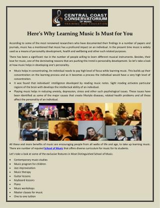 Here’s Why Learning Music Is Must for You