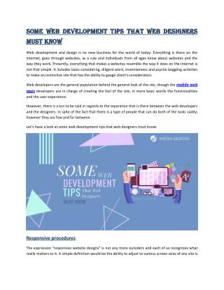 Some Web Development Tips That Web Designers Must Know