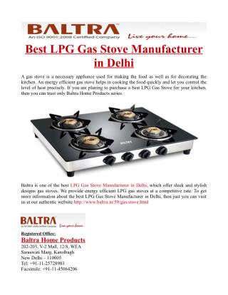 Best LPG Gas Stove Manufacturer in Delhi