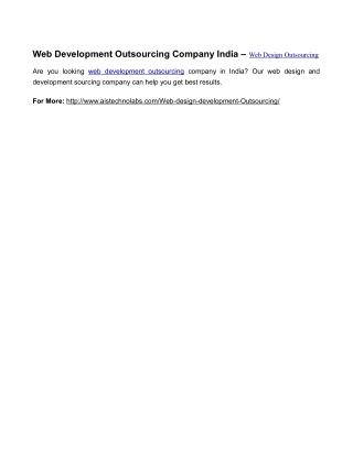 Web Development Outsourcing Company India – Web Design Outsourcing