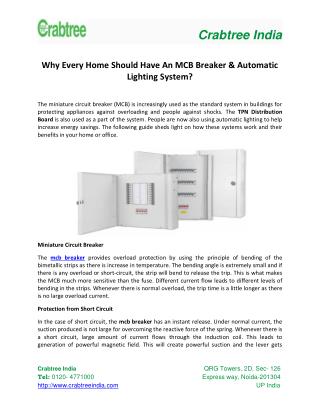 Why Every Home Should Have An MCB Breaker & Automatic Lighting System?