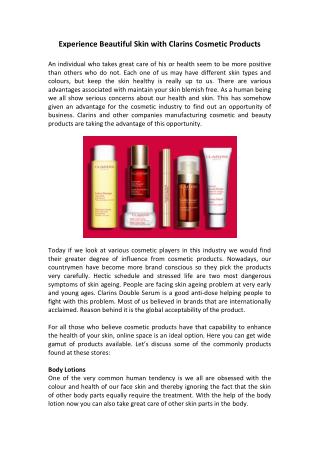 Experience Beautiful Skin with Clarins Cosmetic Products