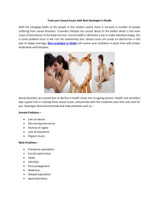 Treat your Sexual Issues with Best Sexologist in Noida