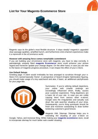Magento Ecommerce Store for Your Business