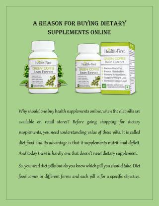 A Reason for Buying Dietary Supplements Online