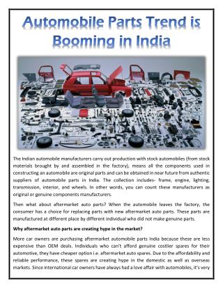 Automobile Parts Trend is Booming in India