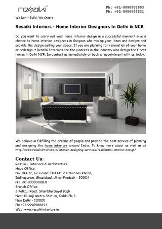 Home Interior Designers In Delhi & NCR