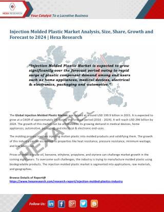 Injection Molded Plastic Market Analysis, Size, Share, Growth and Forecast to 2024 | Hexa Research
