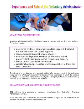 Importance and Role of the Voluntary Administrator
