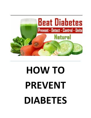 How to prevent diabetes