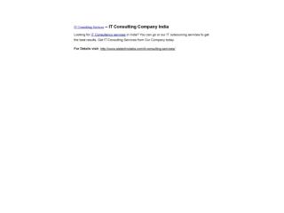 IT Consulting Services – IT Consulting Company India