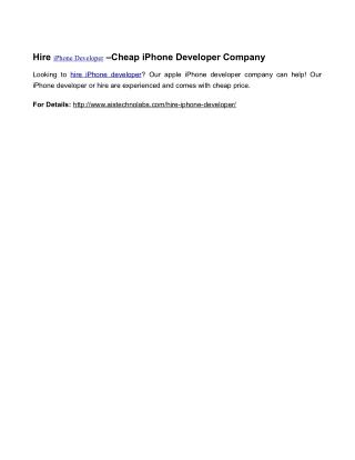 Hire iPhone Developer –Cheap iPhone Developer Company