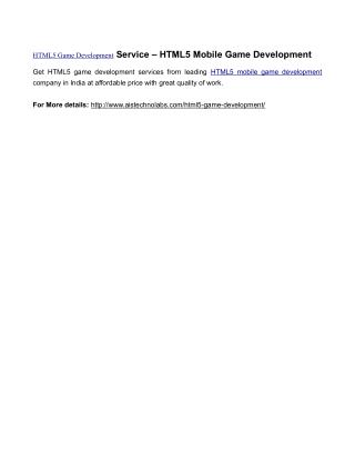 HTML5 Game Development Service – HTML5 Mobile Game Development