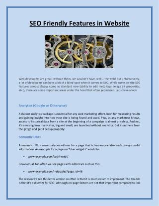 SEO Friendly Features in Website