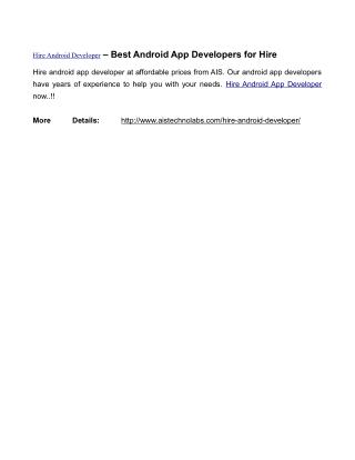 Hire Android Developer – Best Android App Developers for Hire
