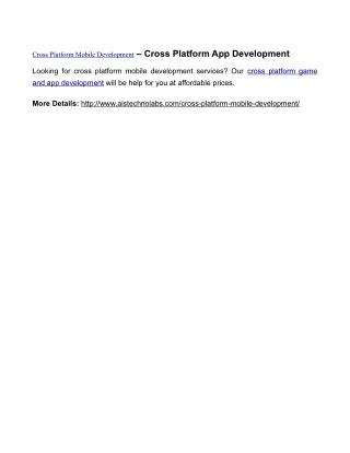 Cross Platform Mobile Development – Cross Platform App Development