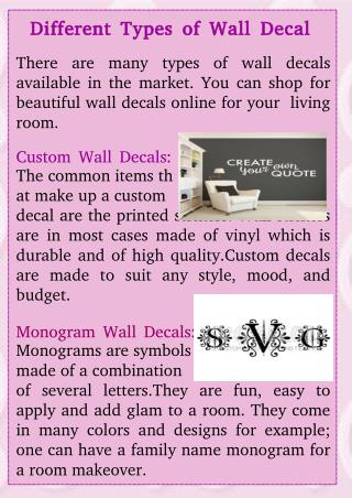 Different types of wall decal