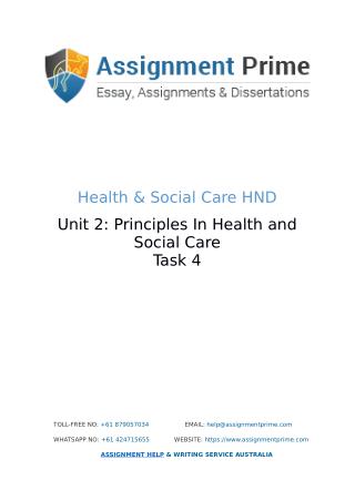 Assignment Prime - Sample Assignment on Health & Social Care (Task 4)