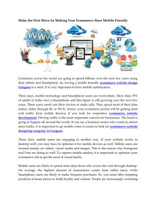 Make the First Move by Making Your Ecommerce Store Mobile Friendly
