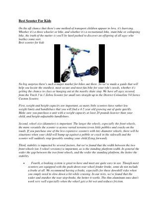 Best Scooter For Kids