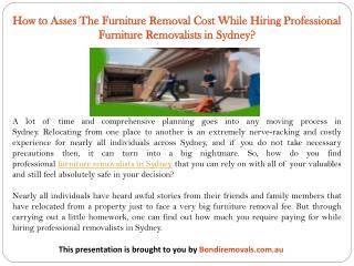 How to Asses The Furniture Removal Cost While Hiring Professional Furniture Removalists in Sydney?