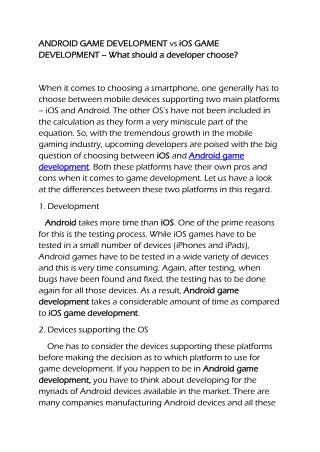 iOS vs Android game development