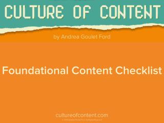 Culture of Content: Foundational Content Checklist