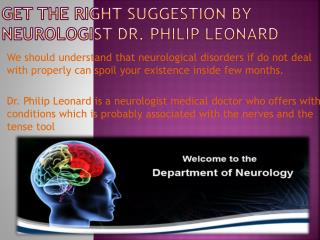 Avoid Neurological problem by Dr. Philip Leonard