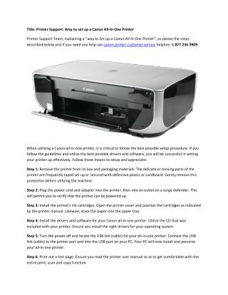 Printer Support: Set Up a Canon All-In-One Printer