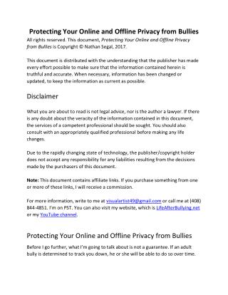 Protecting Your Online and Offline Privacy