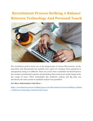Recruitment Process Striking A Balance Between Technology And Personal Touch