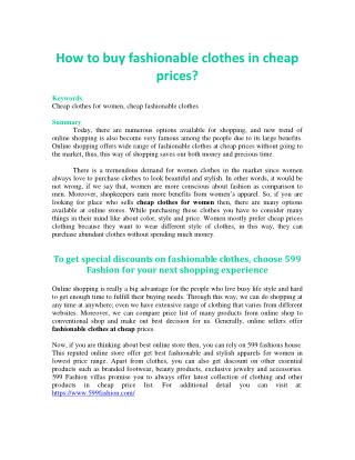 How to buy fashionable clothes in cheap prices?