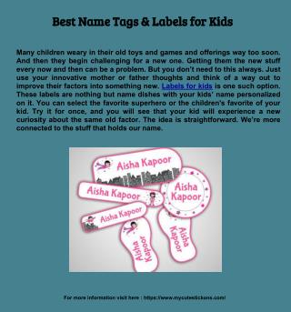 Best Name Tags & Labels for Kids