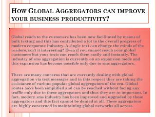 How global aggregators can improve your business productivity?