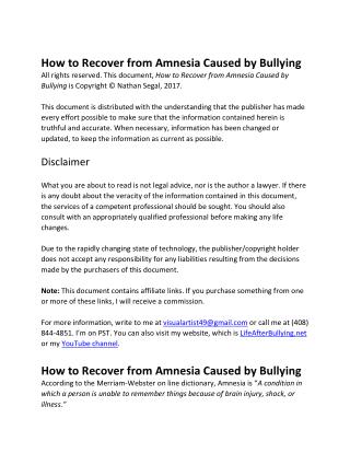 How to Recover from Amnesia Caused by Bullying