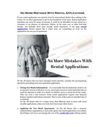 No More Mistakes With Rental Applications