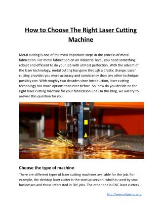 How to Choose The Right Laser Cutting Machine