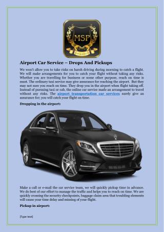 Airport Car Service – Drops And Pickups